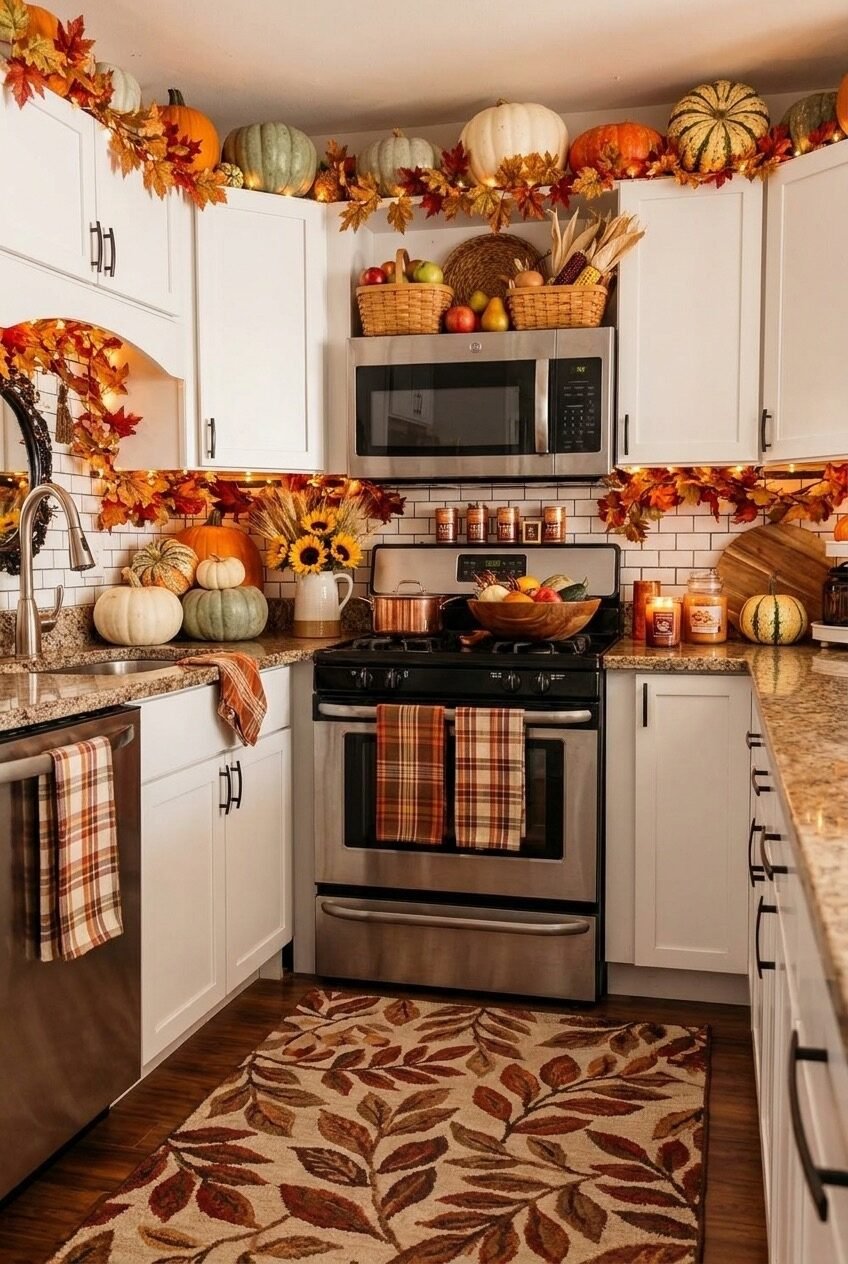 use these 2 exact keywords for pin title: fall kitchen decor, kitchen fall decorating ideas (use these exact keywords for pin description: fall kitchen decor, kitchen fall decorating ideas, kitchen fall decor, fall kitchen island decor, cozy fall kitchen decor ideas, fall kitchen inspiration, fall kitchen countertop decor, autumn kitchen decor inspo, fall decor ideas for your kitchen)