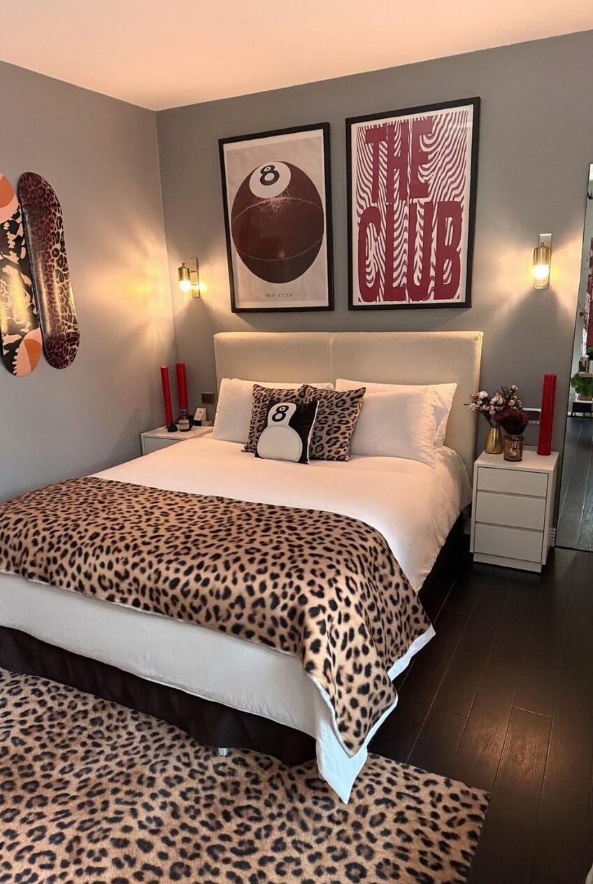 use these 2 exact keywords for pin title: leopard print bedroom ideas, leopard print bedroom decor (use these exact keywords for pin description: leopard print bedroom ideas, leopard print bedroom decor, leopard bedroom inspo, leopard bedroom decor, pink and leopard bedroom, leopard print bedroom design ideas, leopard print bedroom inspiration, leopard print room ideas, leopard room ideas bedrooms, leopard print room decor)